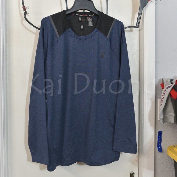 Spyder men active long sleeve Performance‎ tee BLUE - Picture 1 of 6